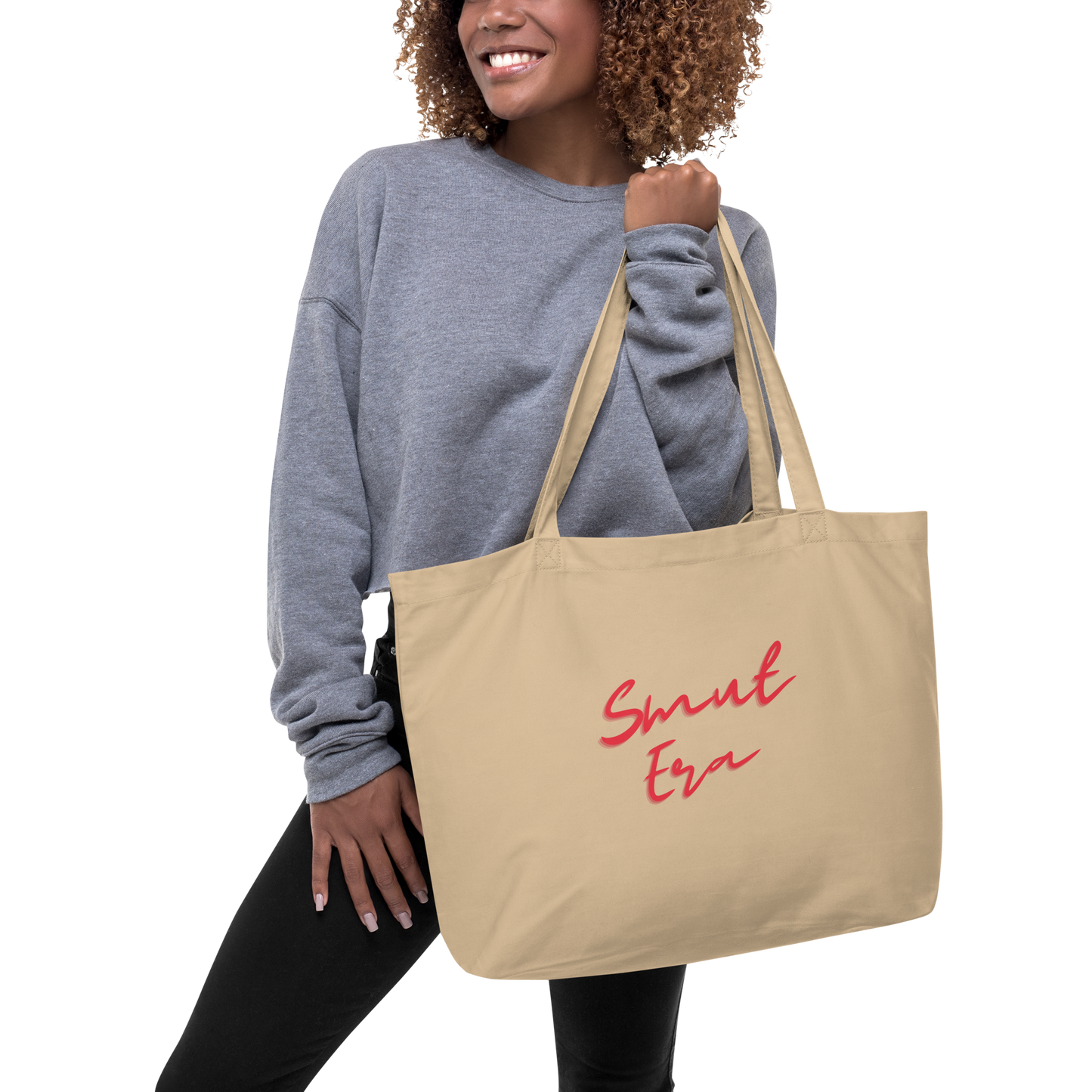 Smut Era Large organic tote bag - Red Script